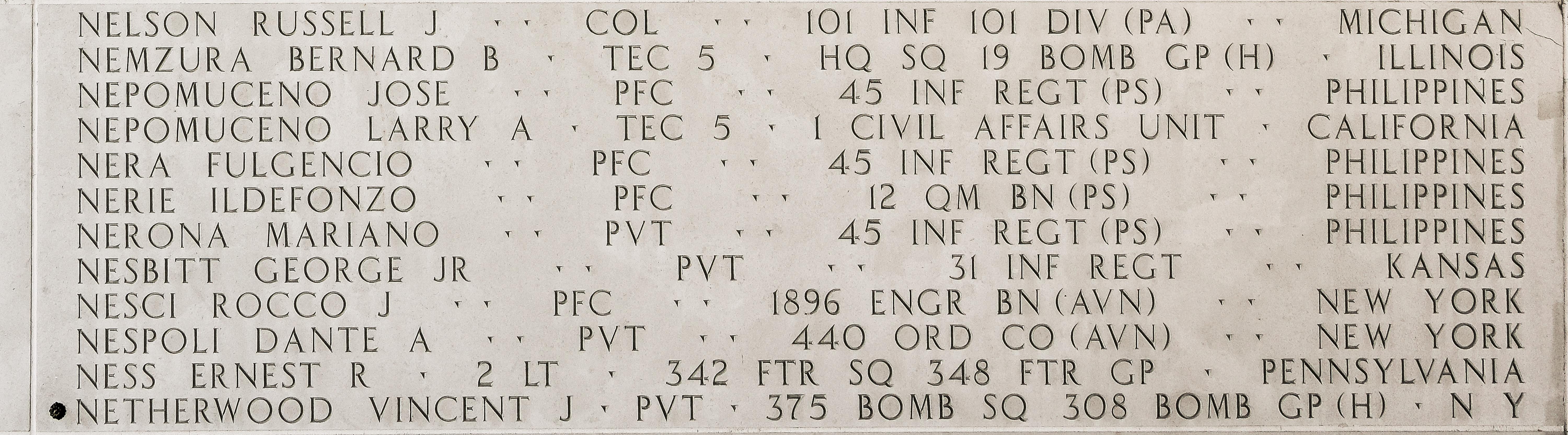 Rocco J. Nesci, Private First Class